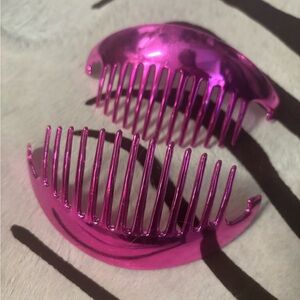 Metallic Hot Pink Hair 80s Plastic Hair Combs